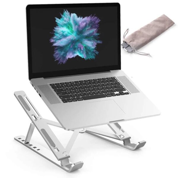 Adjustable Aluminum Laptop Stand – Foldable Ergonomic Riser for Desk & Office Use - Image 3